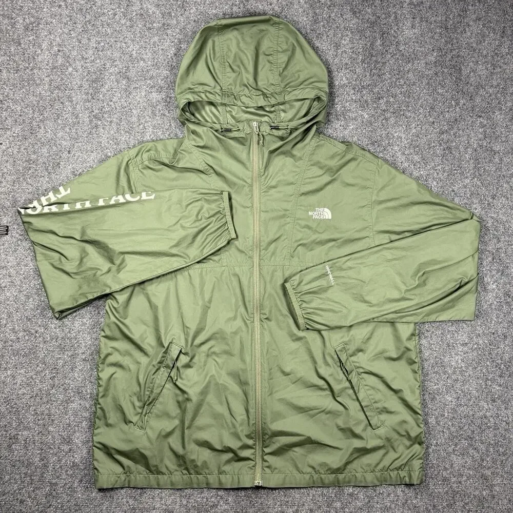 The North Face WindWall Men’s XL Green Hooded Full Zip Windbreaker Jacket Logo